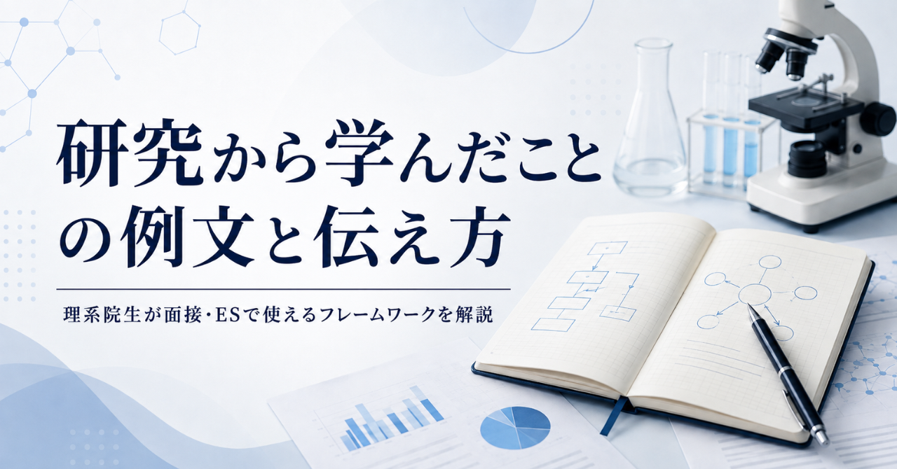 研究から学んだことの例文と伝え方｜理系院生が面接・ESで使えるフレームワークを解説