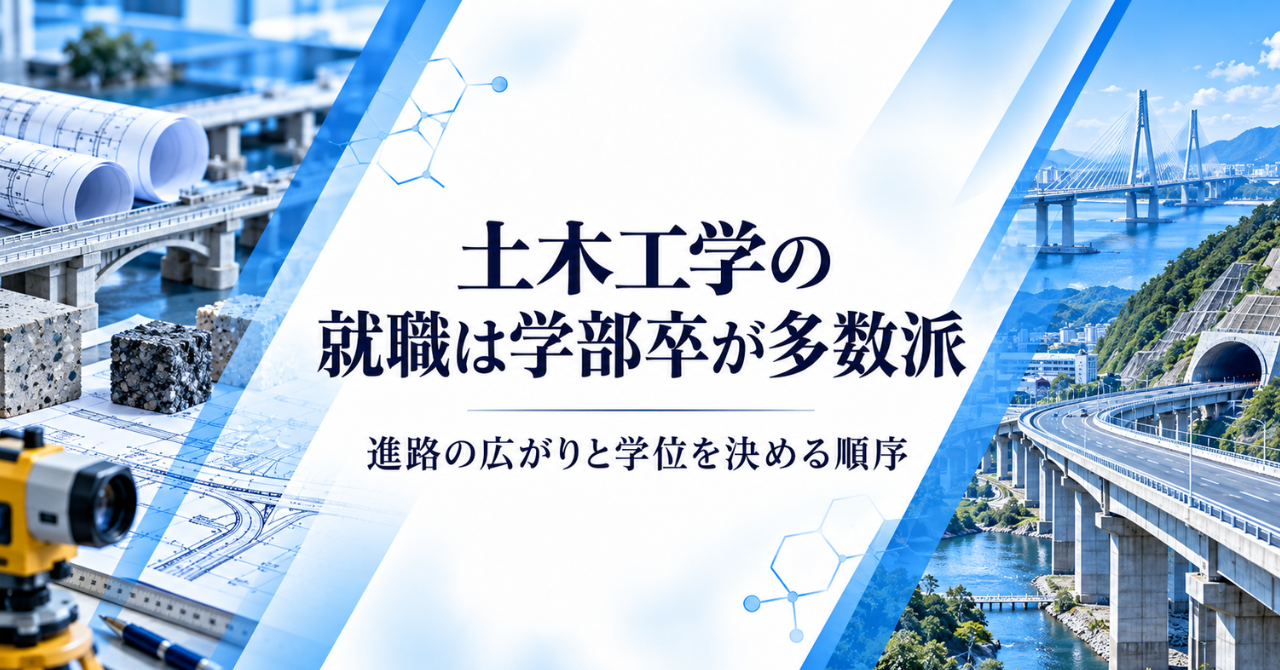 土木工学の就職は学部卒が多数派｜進路の広がりと学位を決める順序